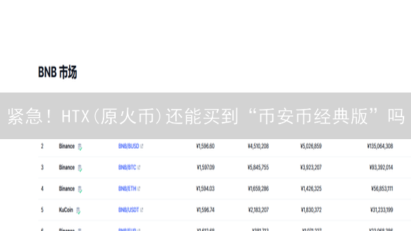 紧急！HTX(原火币)还能买到“币安币经典版”吗？速看！